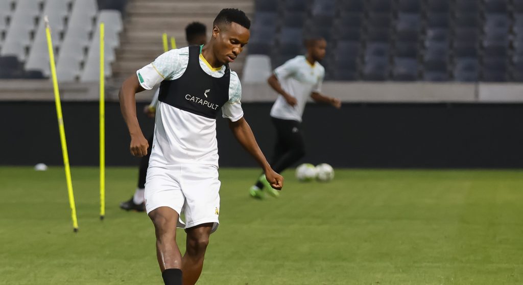 Themba Zwane during a Bafana Bafana training session