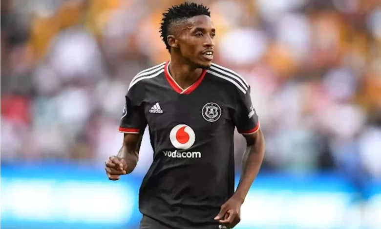 Monnapule Saleng in action for Orlando Pirates during a DStv Premiership match