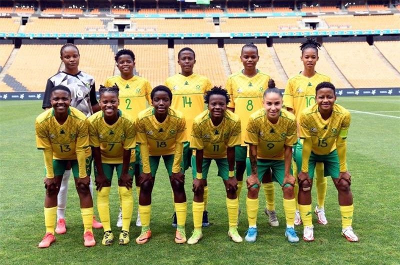 Banyana Banyana posing for a team photo ahead of a game at FNB Stadium in Soweto