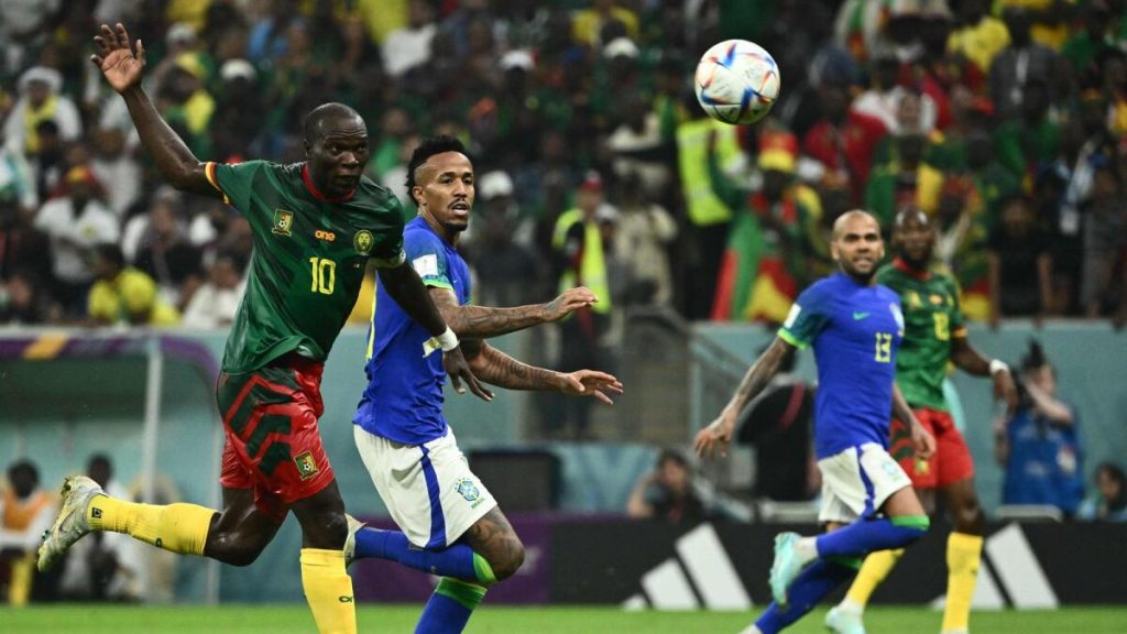Cameroon in action against Brazil in Qatar 