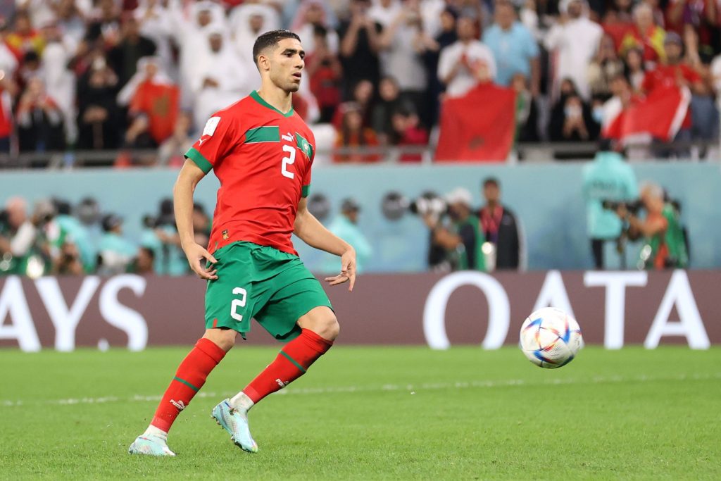 Achraf Hakimi moments before scoring his penalty against Spain