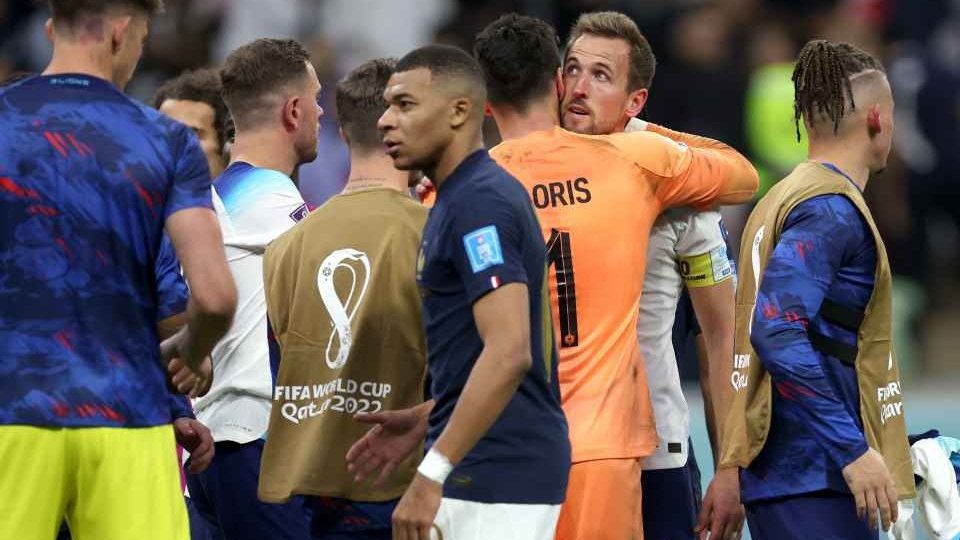 Hugo Lloris comforting Harry Kane after their 2-1 over England in a World Cup quarterfinal clash