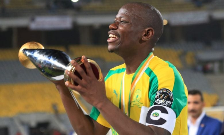 Kekana celebrating after winning CAF Champions League trophy