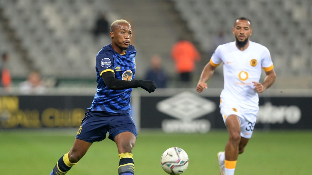 Khanyisa Mayo in action for Cape Town City in a DStv Premiership game against Kaizer Chiefs