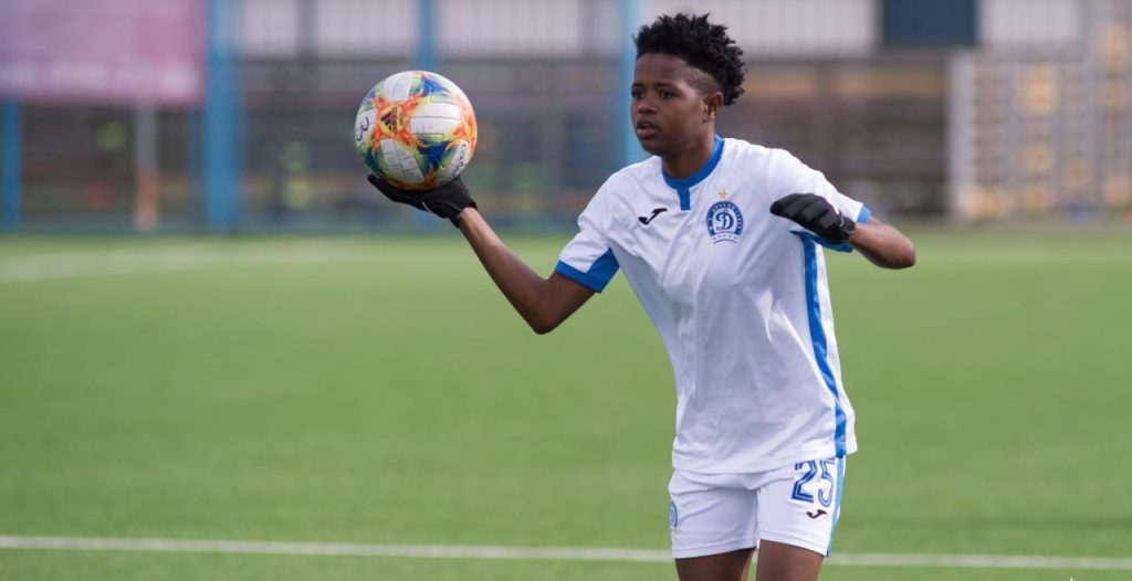 Banyana Banyana defender Lebohang Ramalepein action for FC Dinamo Minsk