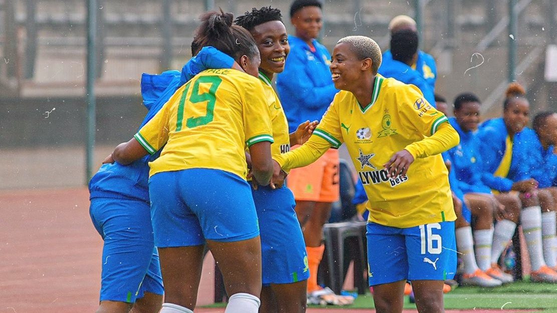 Mamelodi Sundowns Ladies in celebration of their goal