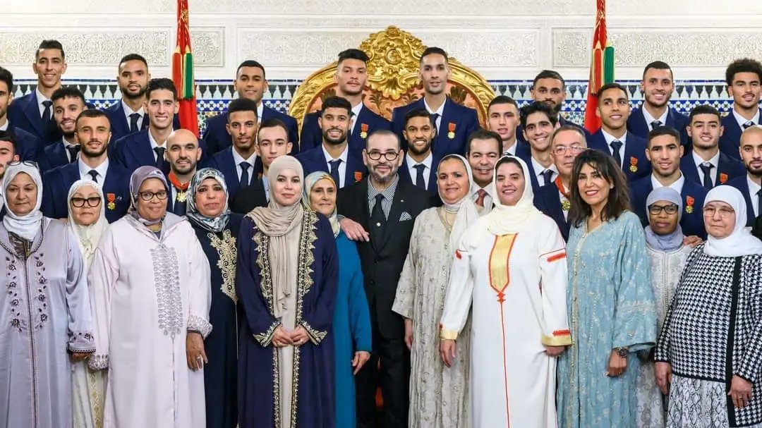 Morocco national team players with their mothers at the Royal Palace in Rabat
