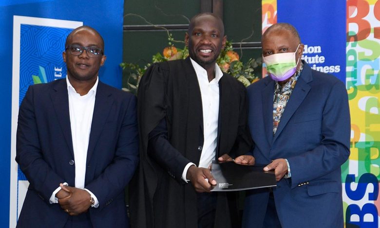 Kennedy Mweene honoured by the Gordon Institute of Business Science (GIBS) in Johannesburg last month.