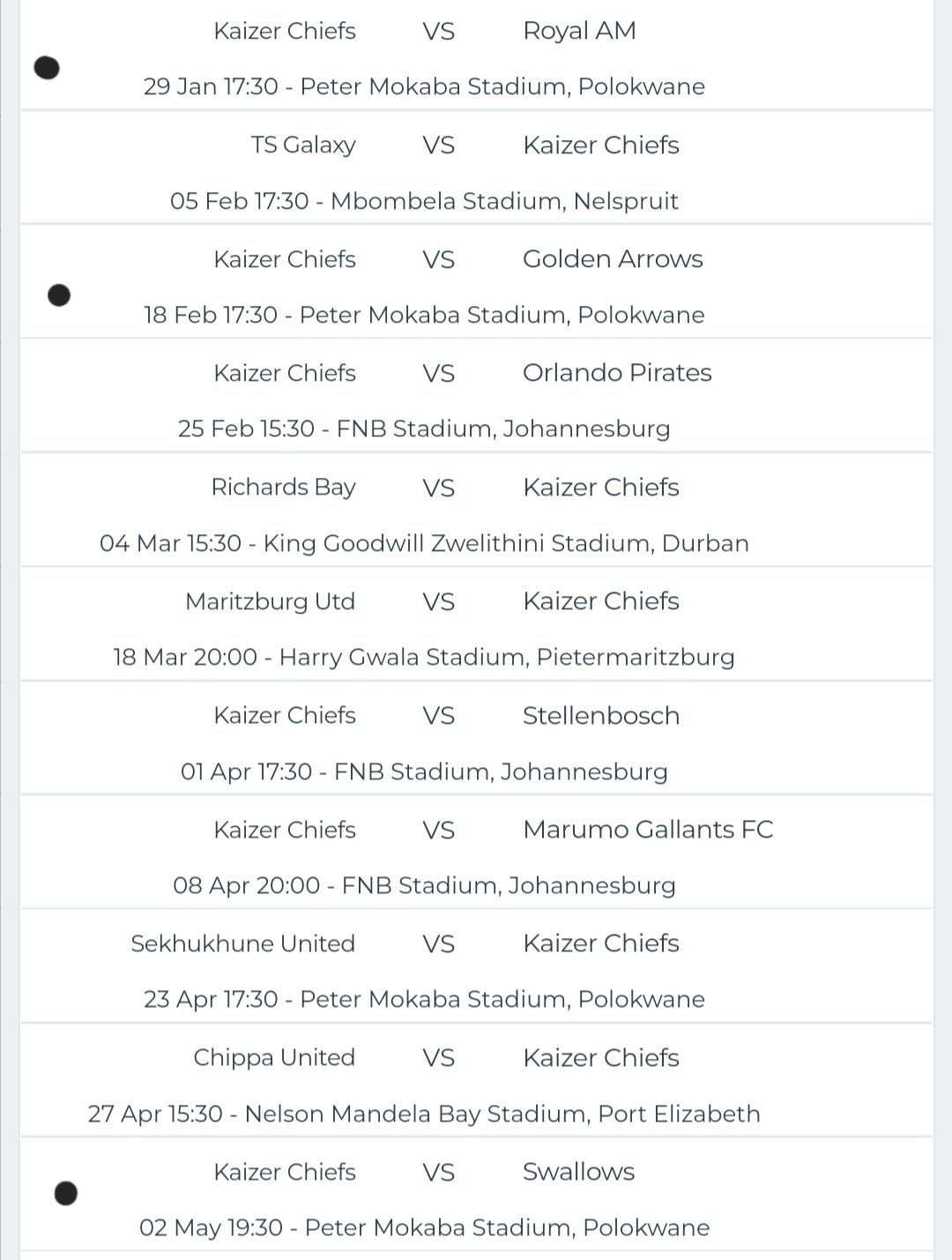 Venue Change For Three Kaizer Chiefs Home Fixtures Farpost