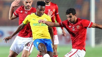 Sundowns' Themba Zwane in action against Al Ahly