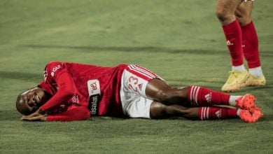 Percy Tau scored again for Al Ahly then threw himself to the ground in a surprise ‘I am asleep’ celebration manner before getting injured.