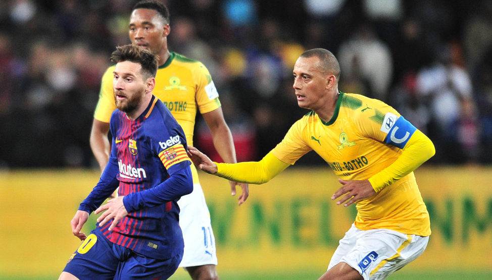 Wayde Arendse, former Sundowns captain in action for the club in a friendly against Barcelona