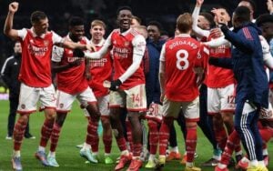 Arsenal players celebrating a victory