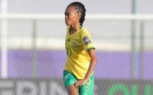 Glasgow City striker Linda Motlhalo in action for Banyana Banyana