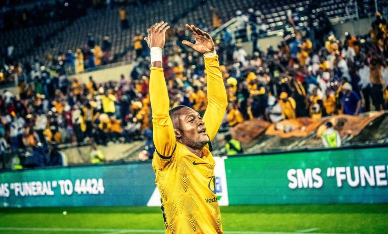 Christian Saile celebrating after Kaizer Chiefs scored against Royal Am.