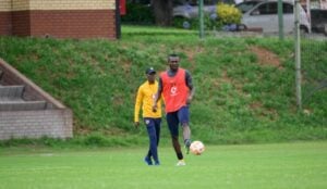 Christian Saile Basomboli at a Kaizer Chiefs training session
