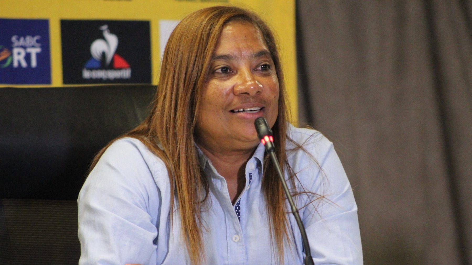 Banyana Banyana head coach Desiree Ellis addressing the media