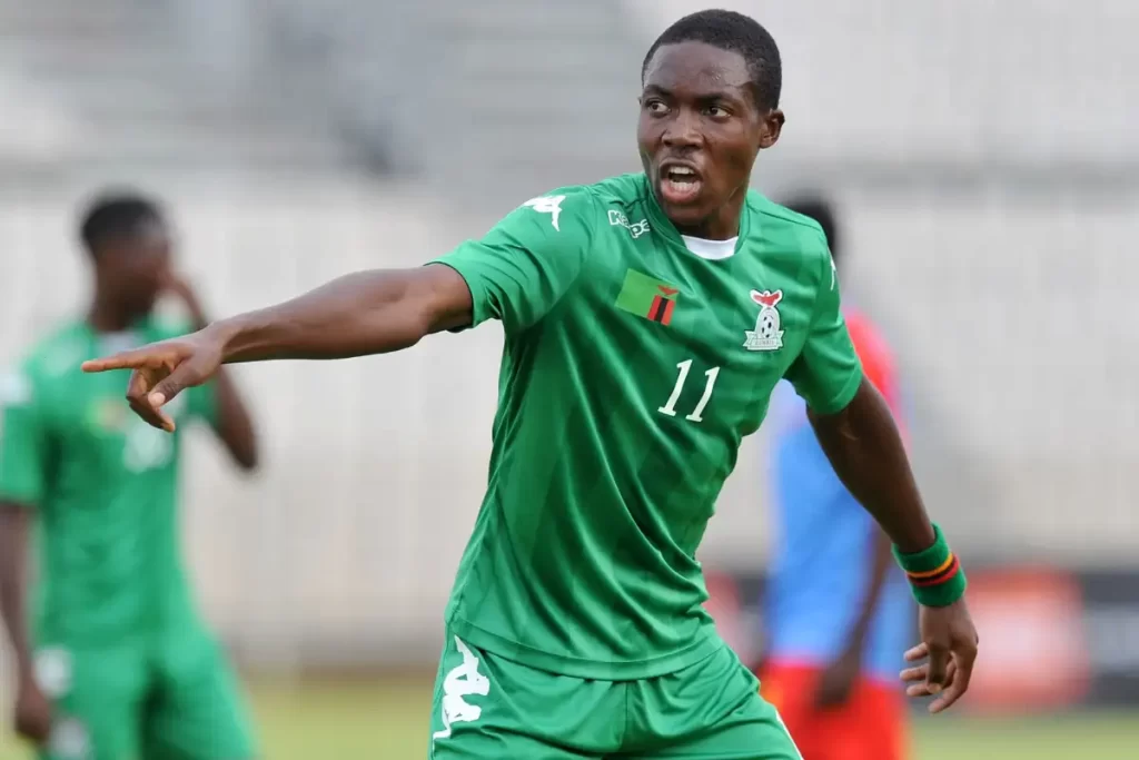 Enock Mwepu in action for Zambia
