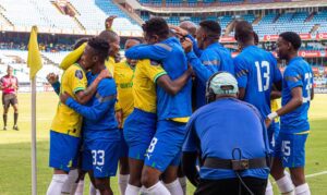 Mamelodi Sundowns players celebrating a goal