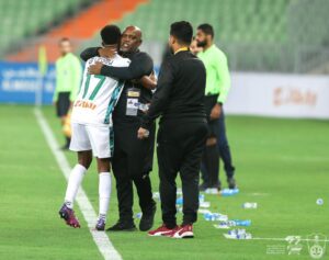 Coach Pitso Mosimane’s Al Ahli Saudi survived numerical disadvantage to force at a 1-1 draw with Al Qadisiyah on Tuesday.