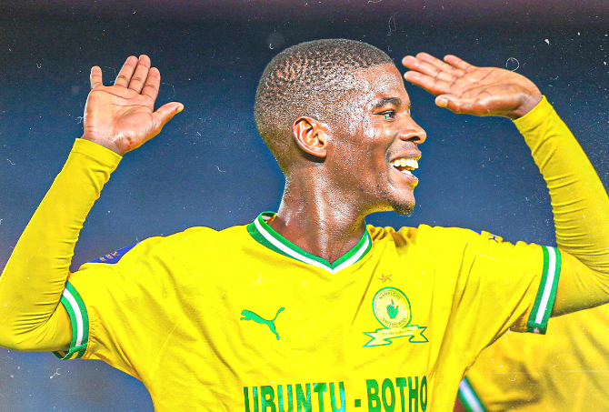 Neo Maema after scoring against Swallows 