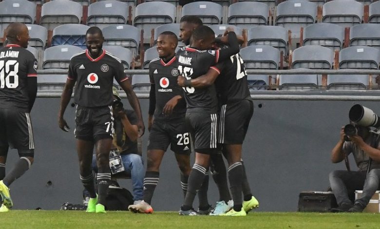 Orlando Pirates players celebrate a goal. Picture courtesy of Orlando Pirates