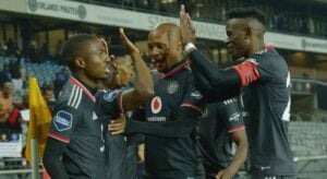 Orlando Pirates celebrating a goal scored at Orlando Stadium