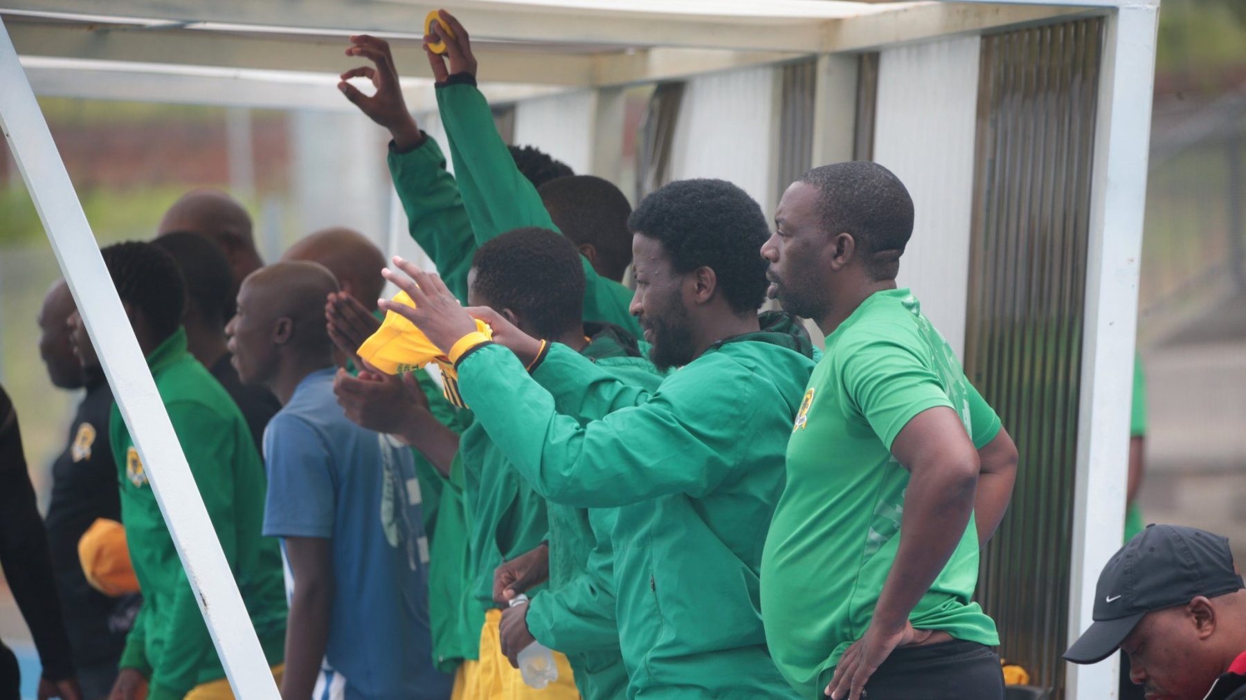 Black Leopards new signing Siphelele Ntshangase on the bench with teammates 