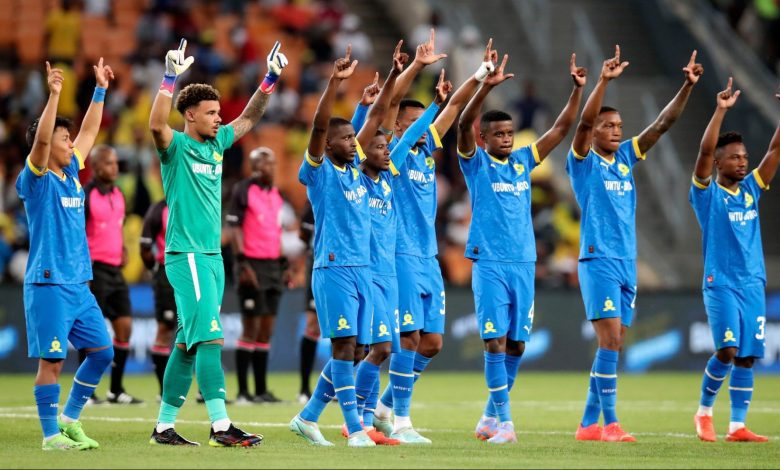 Mamelodi Sundowns players during a DStv Premiership game