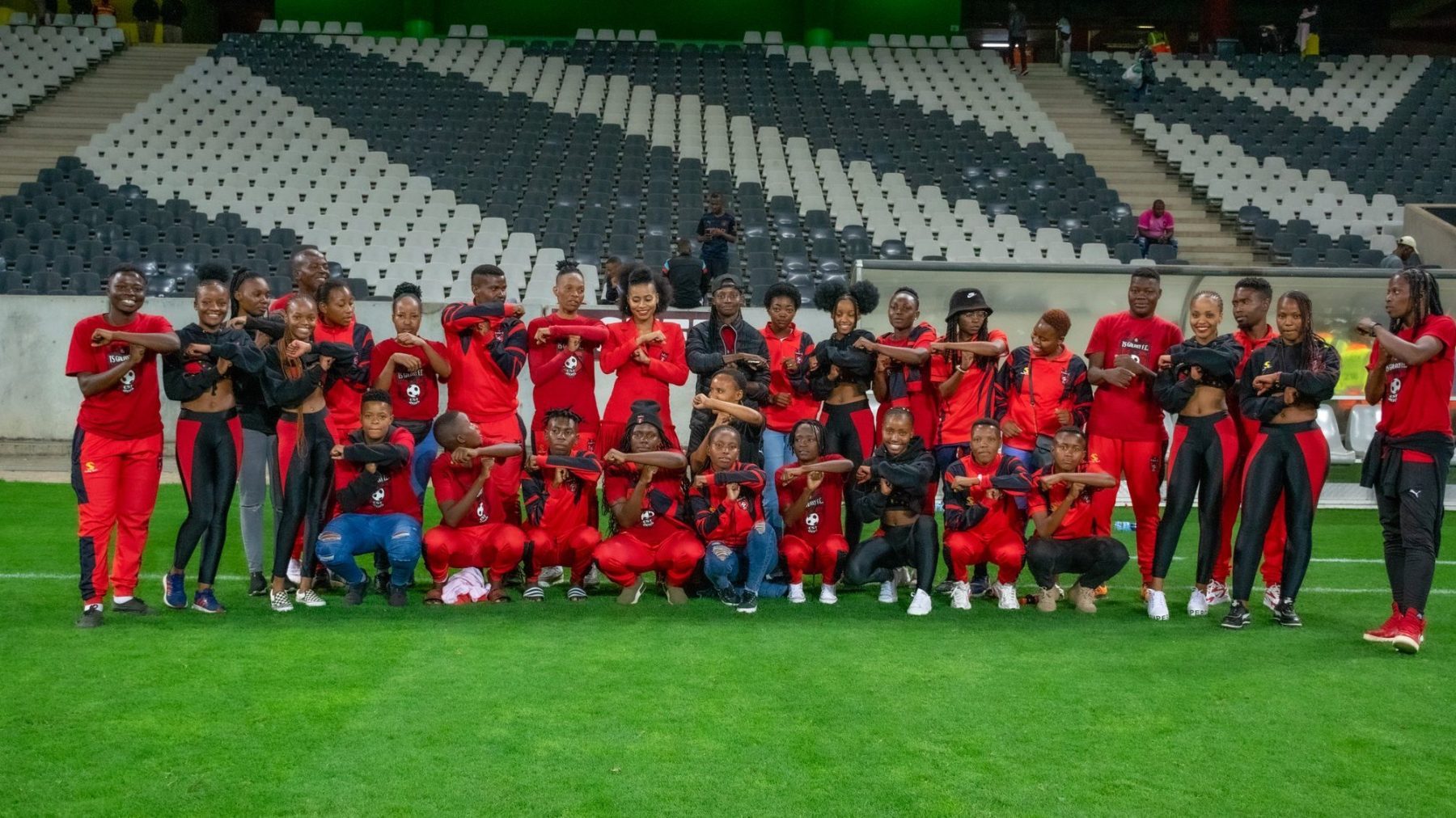 TS Galaxy Queens lining up for a team picture at Mbombela Stadium
