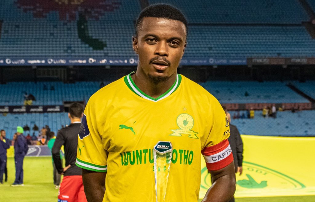 Teboho Mokoena of Mamelodi Sundowns with his Man of the Match accolade 