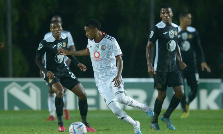 Orlando Pirates attacker Monnapule Saleng in action against All Stars in the Nedbank Cup