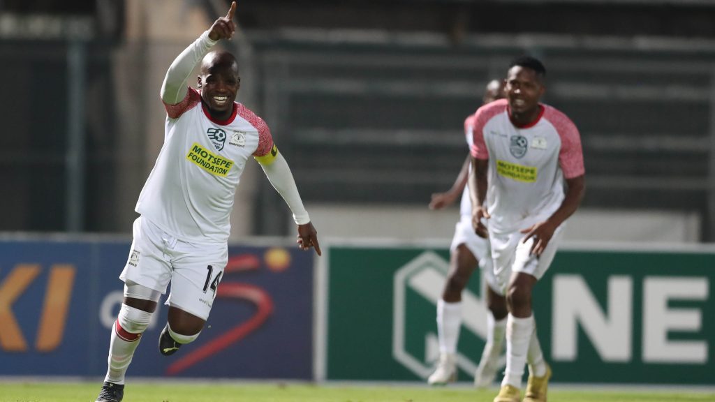 Gauteng ABC Motsepe side Dondol Stars celebrating after scoring against SuperSport United