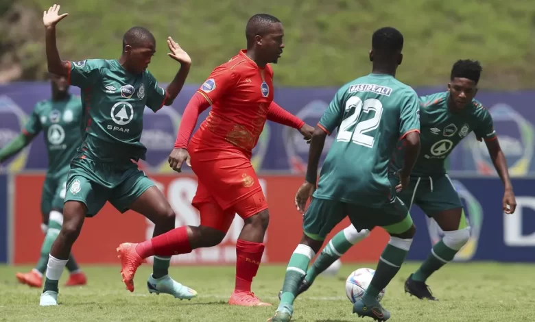 Andile Mpisane of Royal AM in action against AmaZulu