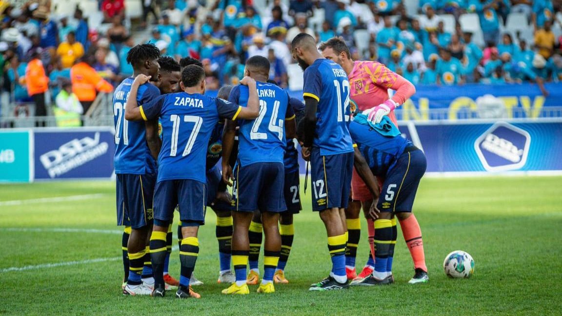 Cape Town City players having a chat before a Nedbank Cup clash