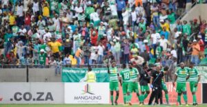 Bloemfontein Celtic players and fans celebrating a goal