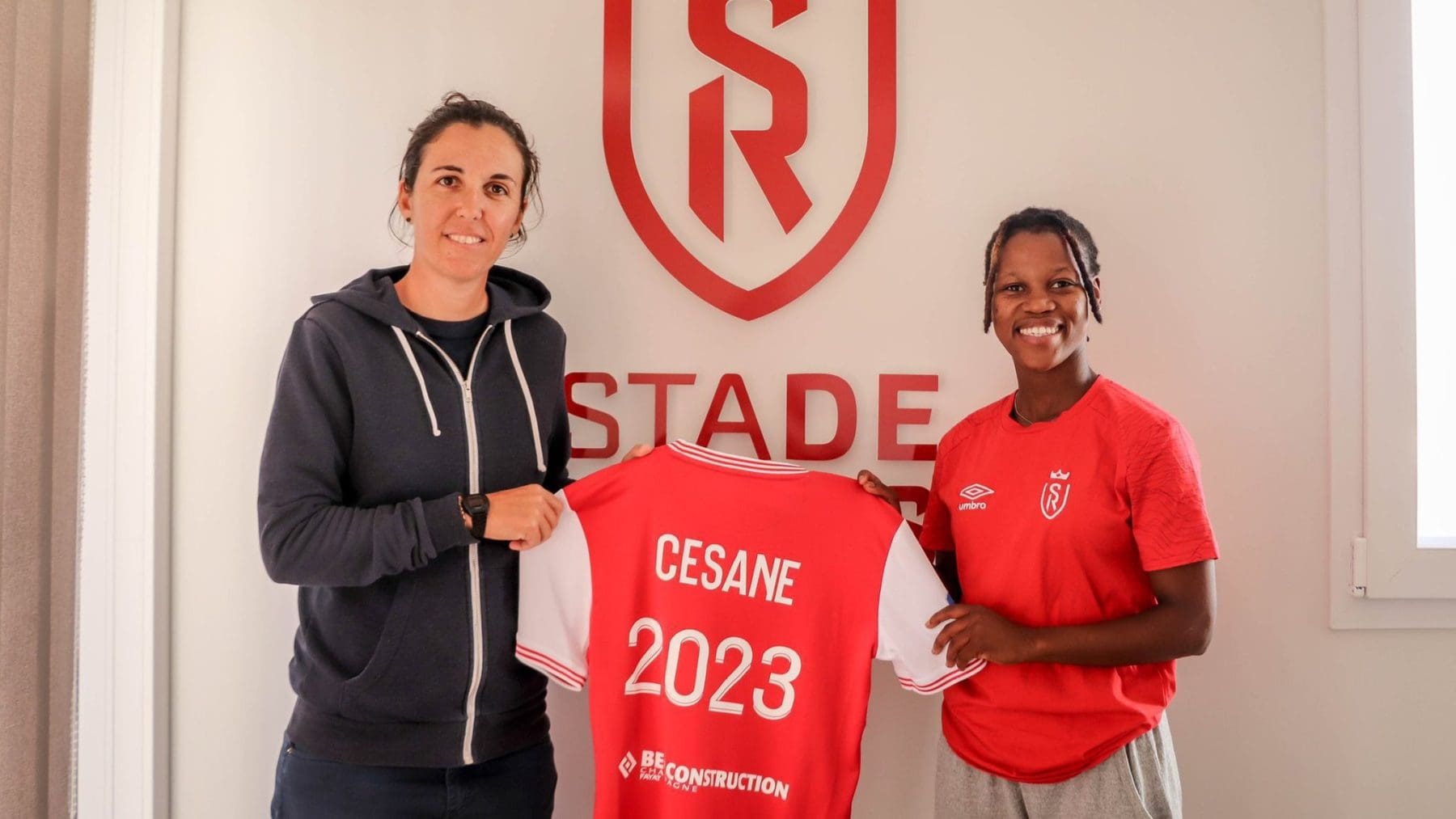 Banyana Banyana attacker Noxolo Cesane when she was unveiled by the French side, Stade de Reims