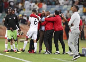 Morgan Mammila celebrating with his Chippa United players