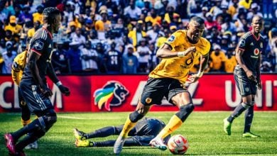 Kaizer Chiefs striker Christian Saile Basomboli in action against Orlando Pirates