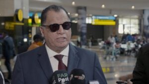 Danny Jordaan welcoming Banyana Banyana