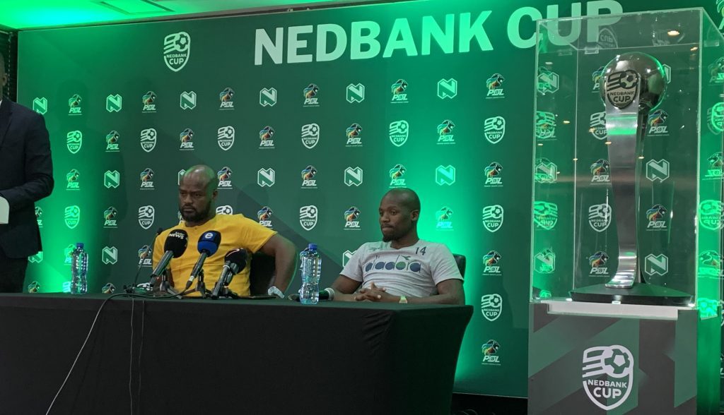 Dondol Stars co-coach Khuliso Rashamuse at the Nedbank Cup press conference 