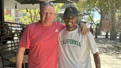 Gavin Hunt with Njabulo Blom outside a restaurant in JHB