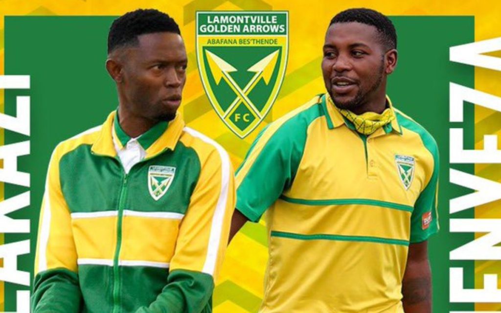 Golden Arrows co-coaches Vusimuzi Vilakazi and Mabhuti Khenyeza . Photo courtesy of Golden Arrows