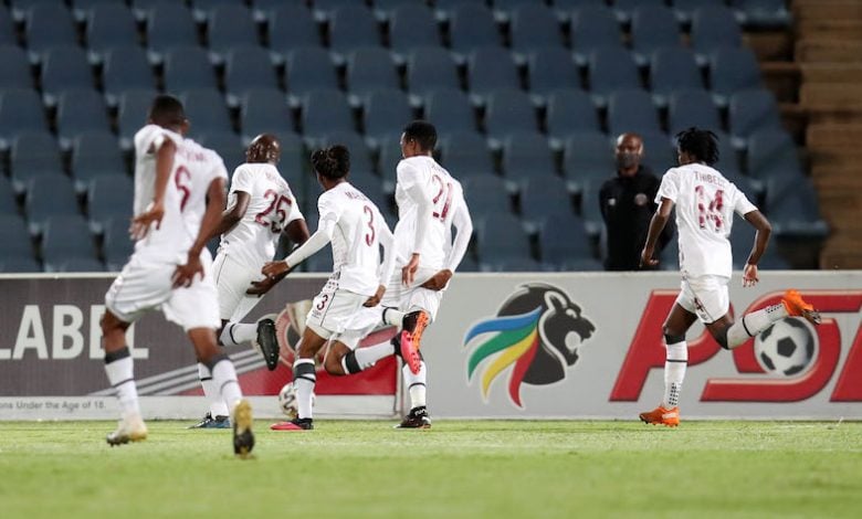 Ex-Swallows midfielder Joseph Mhlongo celebrating a goal with teammates