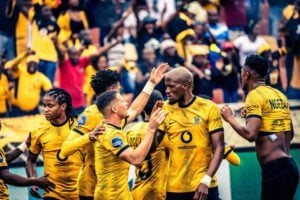 Kaizer Chiefs celebrating a goal against Golden Arrows