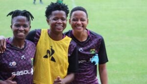 Lebohang Ramalepe with Banyana Banyana teammates