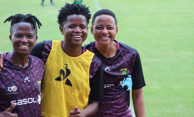 Lebohang Ramalepe with Banyana Banyana teammates
