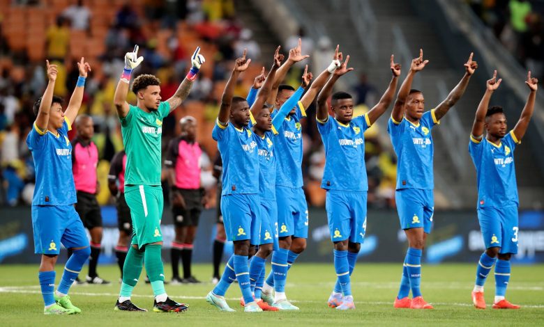 Mamelodi Sundowns players during a DStv Premiership game