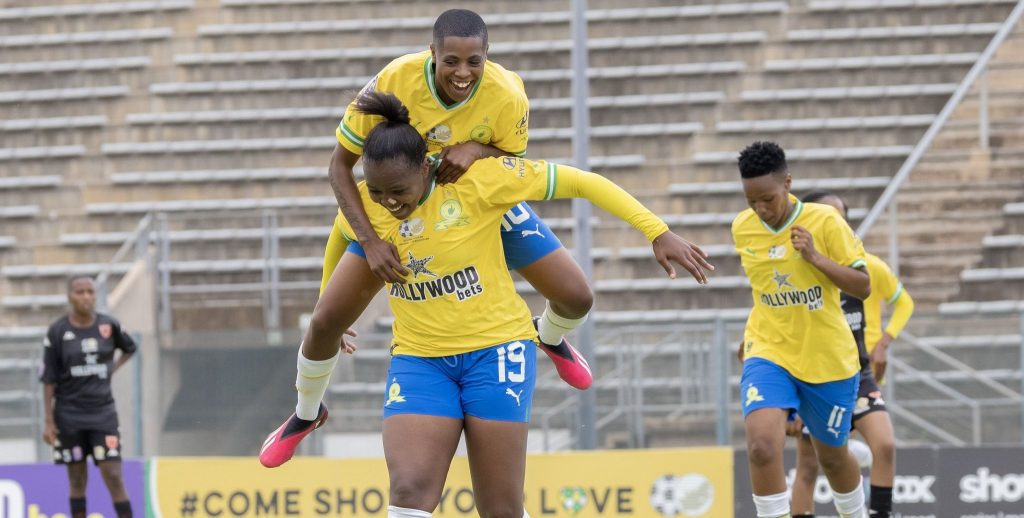 Sundowns Ladies celebrating after scoring