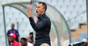 Maritzburg United coach Fadlu Davids giving instructions